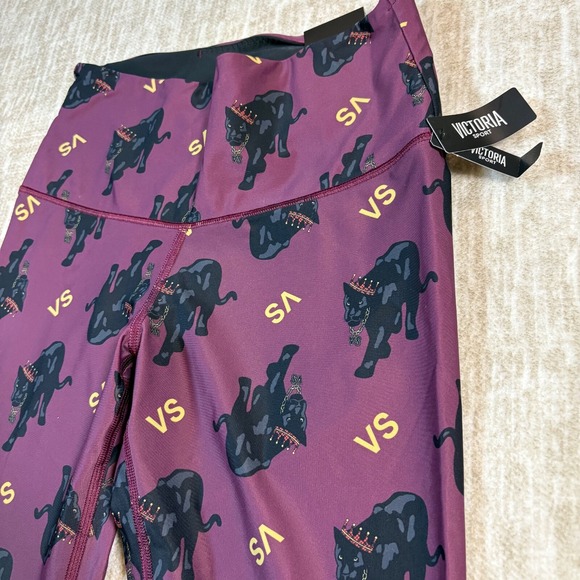 Victoria's Secret Sport S/P Burgundy Purple Black Panther 7/8‎ High Rise Legging - Picture 1 of 9